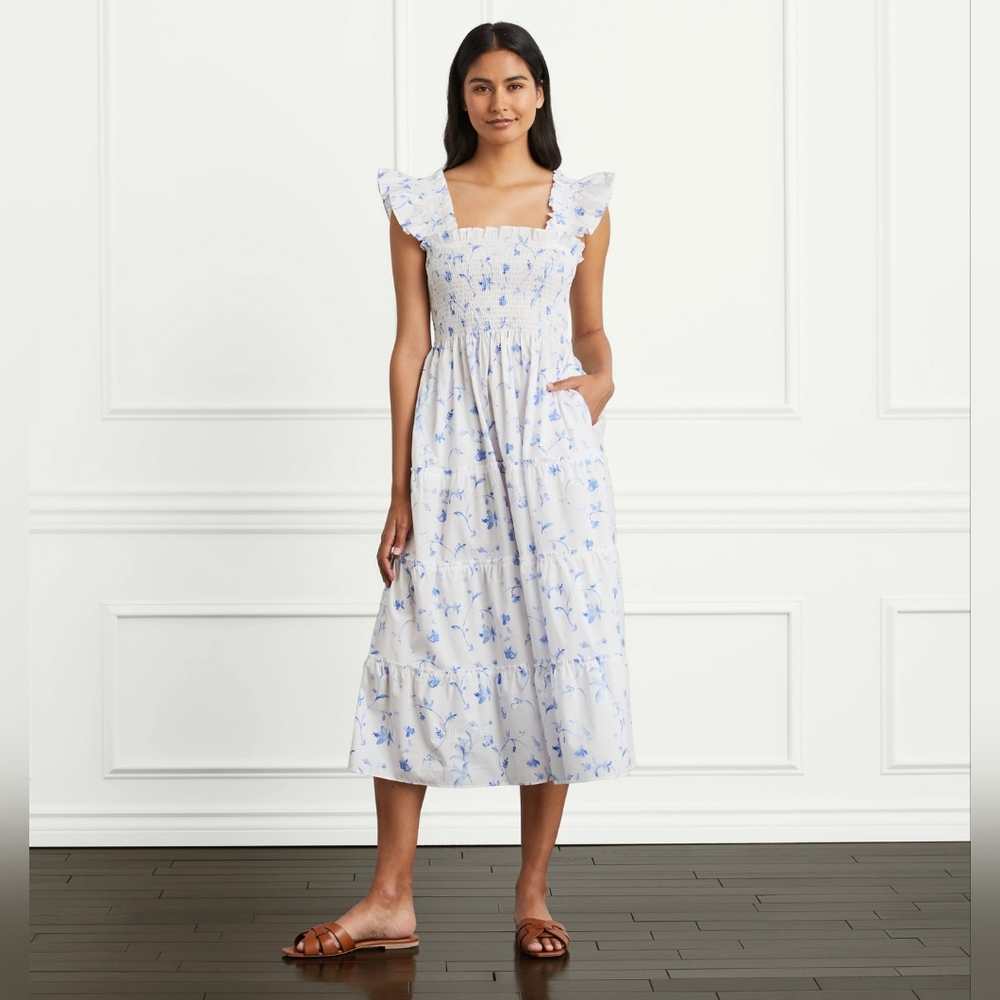 Hill House Ellie Nap Dress XS Blue Botanical